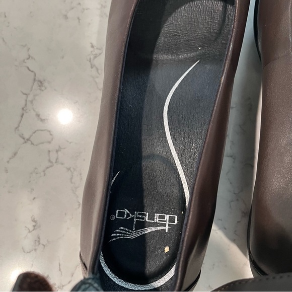 Dansko Lulu Dark Brown Leather Mary Janes Ankle Strap Wedges Size - Picture 10 of 16